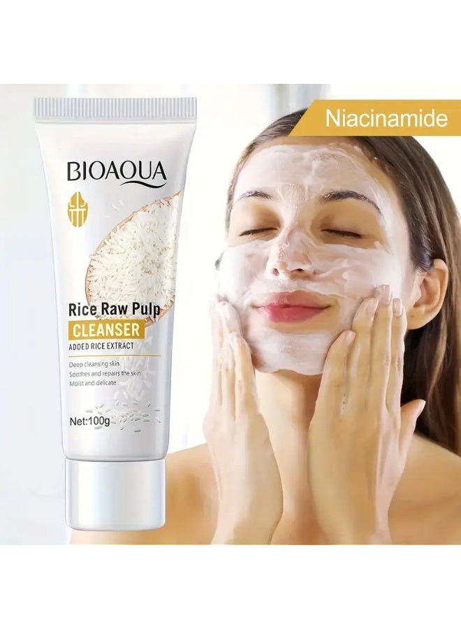 BIOAOUA 100g Rice Raw Pulp Cleansing Gel | Deep Clean Gentle Face Wash for Sensitive Skin Unisex Daily Care - Image 1