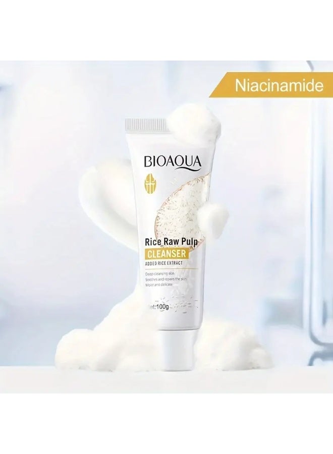 BIOAOUA 100g Rice Raw Pulp Cleansing Gel | Deep Clean Gentle Face Wash for Sensitive Skin Unisex Daily Care - Image 5