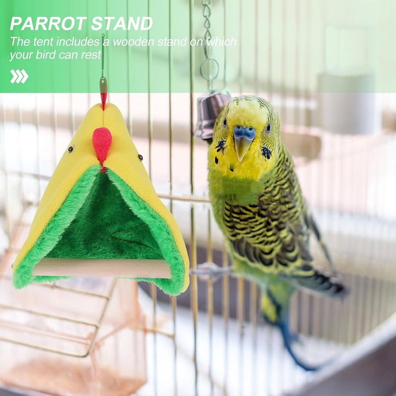عش الطيور الدافئ المثلث مع إطار قائم سرير نوم الببغاء للقفص الأرجوحة المريحة للببغاوات والبودجيريس سهل التنظيف - Image 3