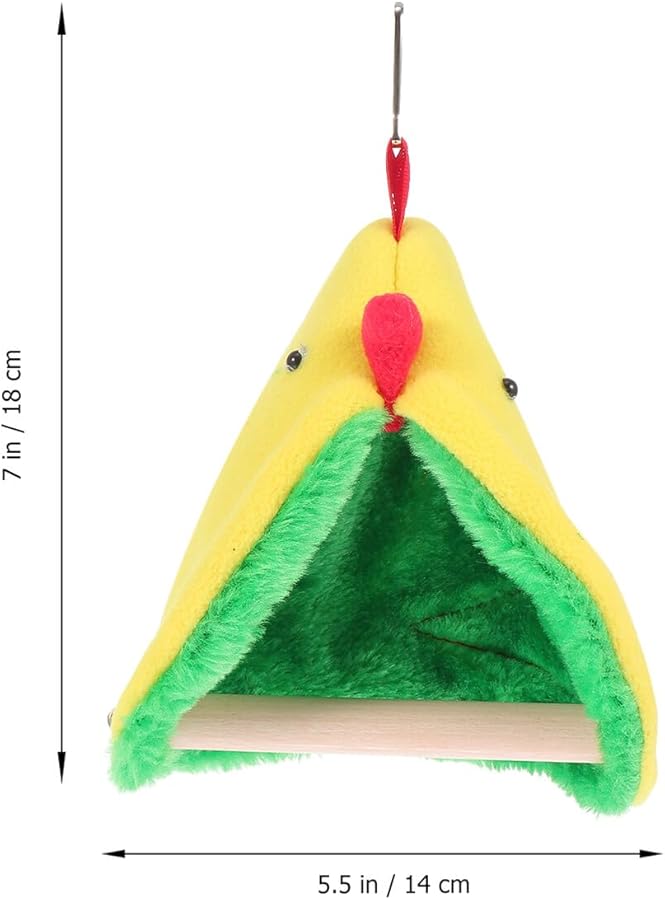 عش الطيور الدافئ المثلث مع إطار قائم سرير نوم الببغاء للقفص الأرجوحة المريحة للببغاوات والبودجيريس سهل التنظيف - Image 4