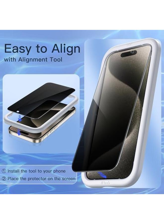 Jetech Privacy Screen Protector For Iphone 15 Pro Max 6.7 Inch With Camera Lens Protector Anti Spy Tempered Glass Film Easy Installation Tool 2 Pack Each - Image 5