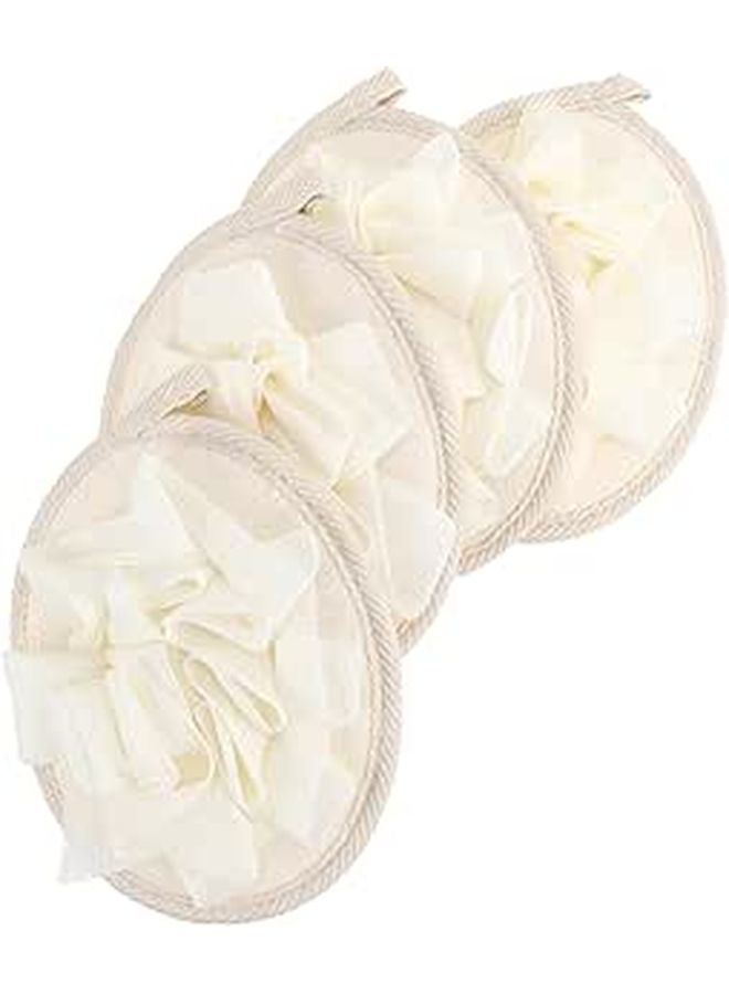 4Pcs Soft Foam Bath Scrubber Balls Loofahs Beige For Exfoliating And Deep Cleansing - Image 1