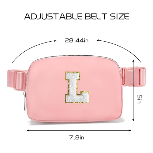 Gitus Birthday Gifts for 8 9 10 11 12 13 Year Old Girls Personalized Fanny Pack Crossbody Bags with Initial Letter Patch Belt Bag for Teen Girls Cute Trendy Stuff Travel Essentials (LightPink-L) - Image 2