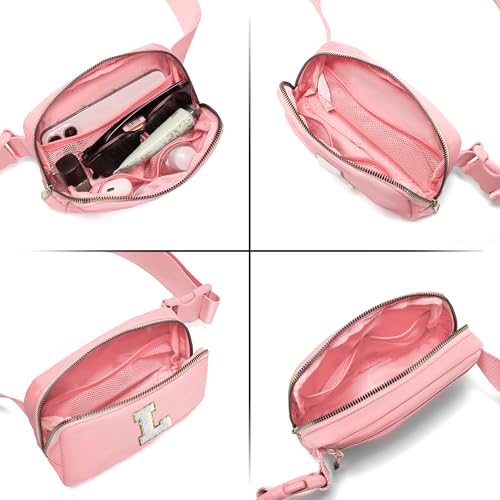 Gitus Birthday Gifts for 8 9 10 11 12 13 Year Old Girls Personalized Fanny Pack Crossbody Bags with Initial Letter Patch Belt Bag for Teen Girls Cute Trendy Stuff Travel Essentials (LightPink-L) - Image 4