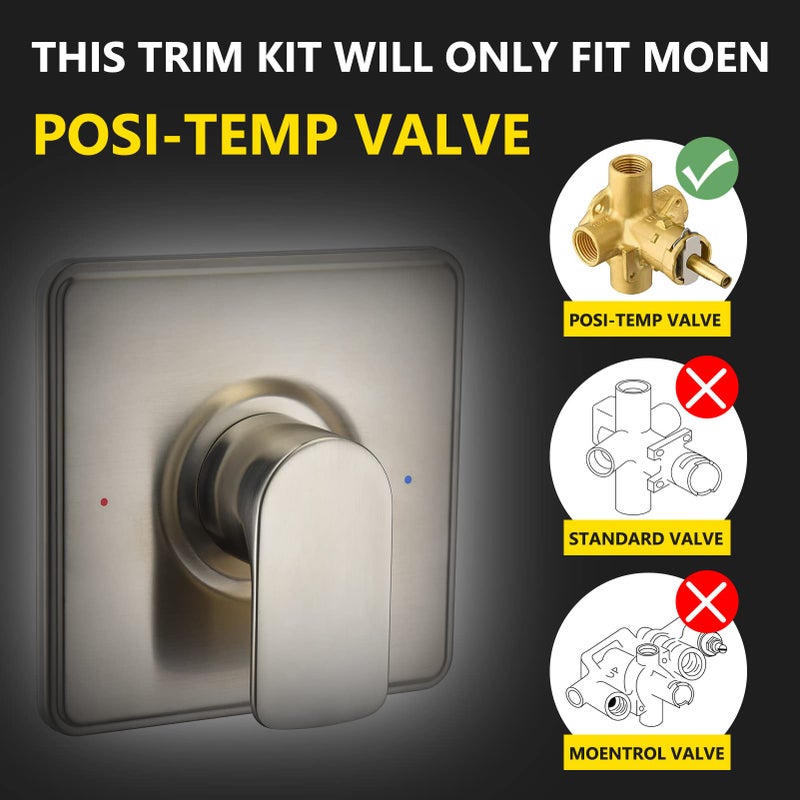 Tearel Shower Trim Kit, Compatible with Moen Posi-Temp Valve, Brushed Nickel - Image 2