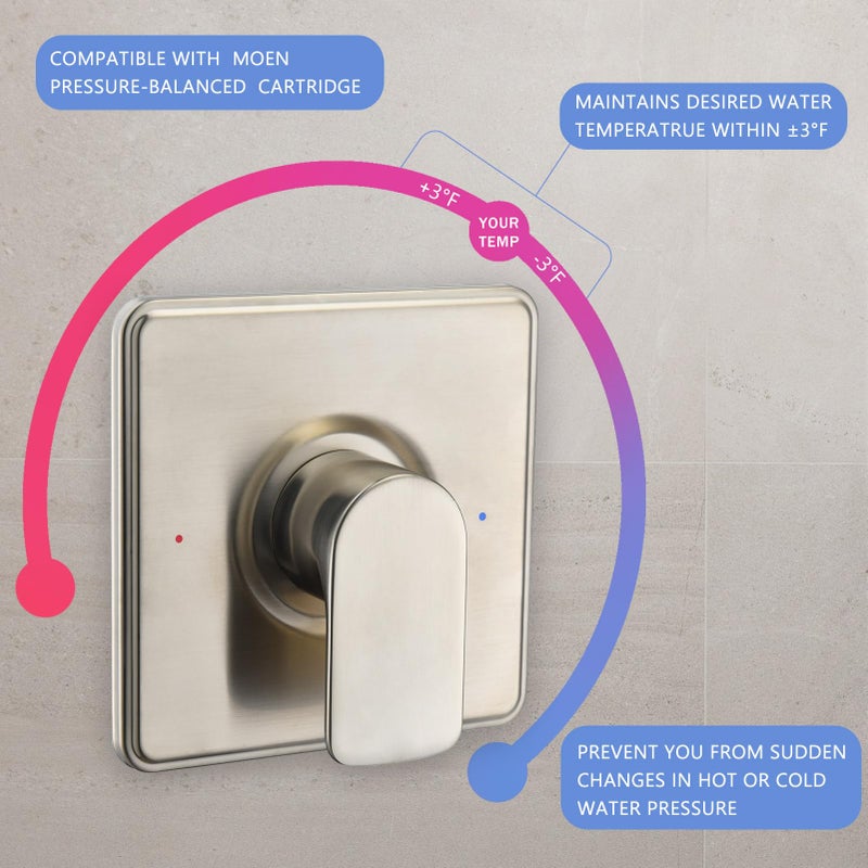 Tearel Shower Trim Kit, Compatible with Moen Posi-Temp Valve, Brushed Nickel - Image 4