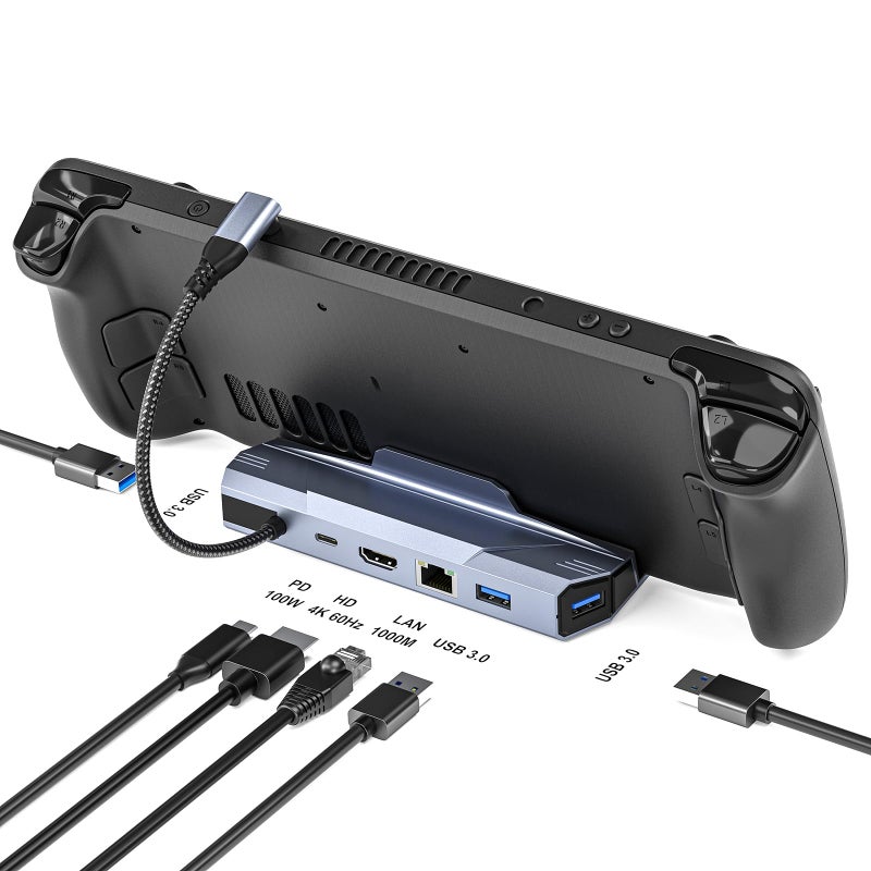 6 في 1 محور USB C مع 4K HDMI2.0 و RJ45 إيثرنت وشحن سريع لـ Steam Deck - Image 3