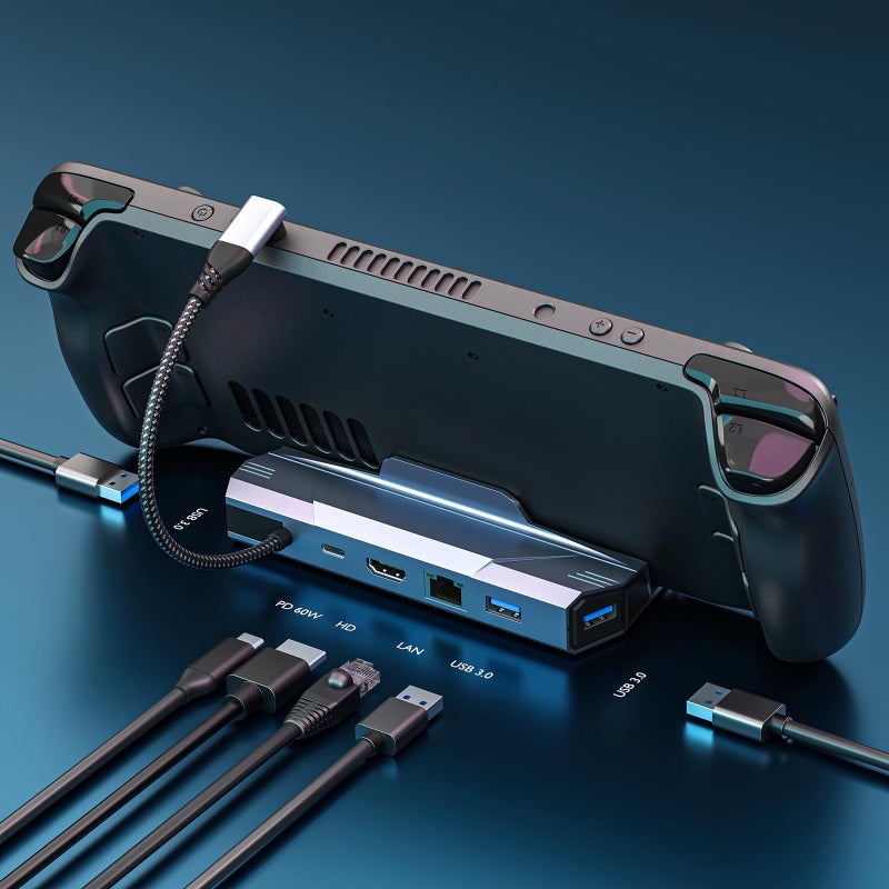 6 في 1 محور USB C مع 4K HDMI2.0 و RJ45 إيثرنت وشحن سريع لـ Steam Deck - Image 4