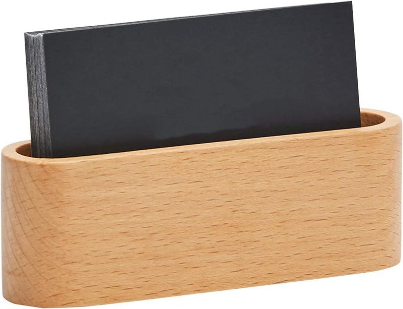 كاست ويف حافظة بطاقات العمل من خشب الزان، حامل عرض بطاقات الهوية والأسماء، مكتب، حامل خشبي لبطاقات العمل، منظم، صندوق تخزين أقلام (خشب الزان) - Image 1