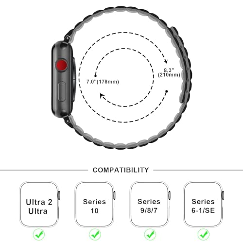 Anlinser Magnetic Bands Compatible with Apple Watch Band 49/46/45 44/42/41/40/38mm, Women Men Double Side Reversible Strap for iWatch Ultra 3-1 Series 11/10/9/8/7-1 SE(49/46/45/44/42,Black/Gray) - Image 4