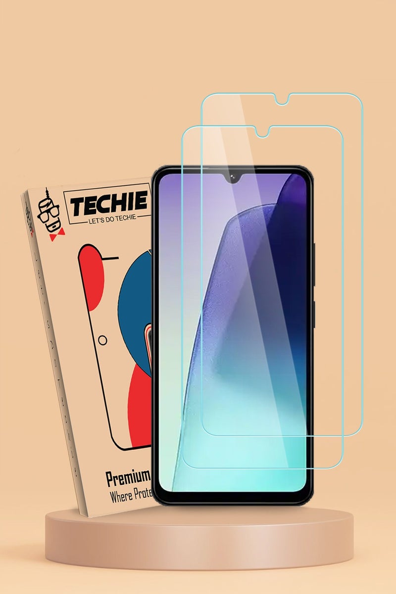 Techie حماية شاشة زجاجية مقساة HD 2 عبوة لجهاز Xiaomi Redmi 14C / POCO C75 4G - مضادة للانعكاس ومضادة للفقاعات بصلابة 9H وسمك 0.33 مم وحواف مدورة وسهولة في التركيب - Image 1