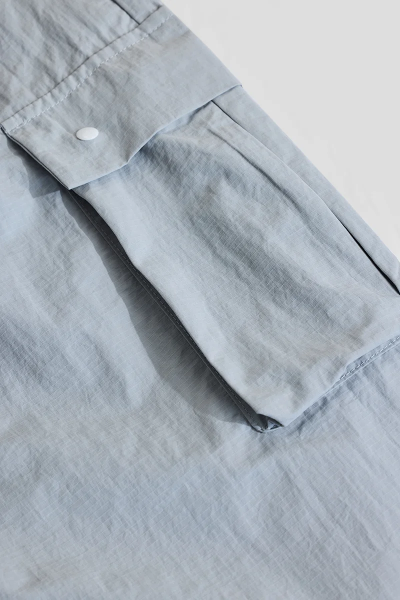 سنيتش Light Blue Solid Loose Fit Streetwear Cargo