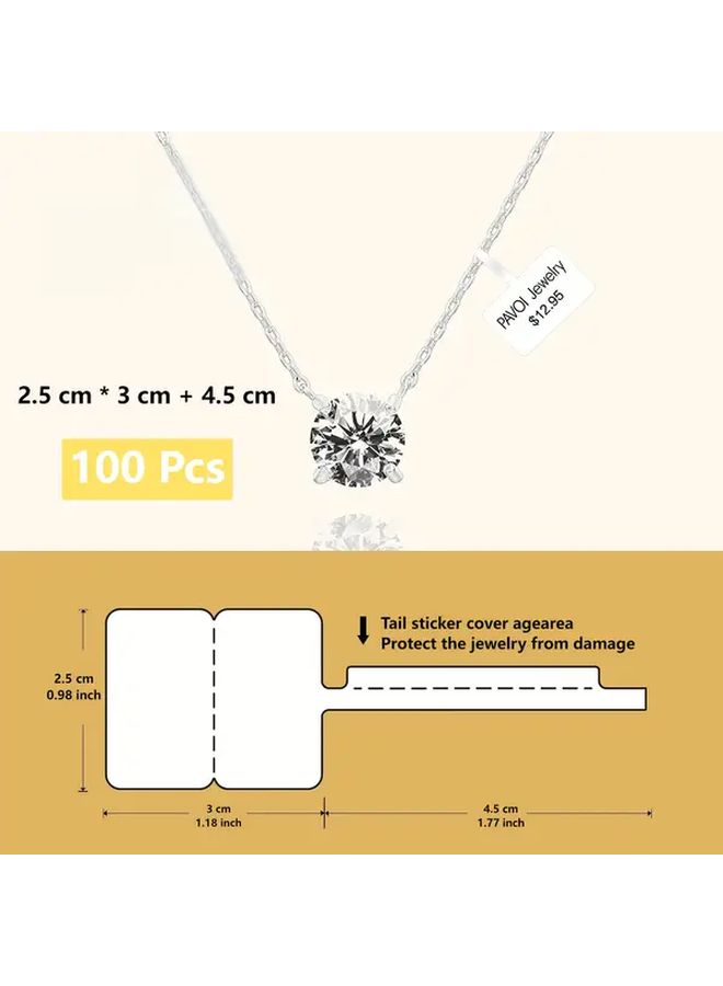 White Self Adhesive Jewelry Price Tags Rectangular Blank Labels For Rings Necklaces Earrings Price Identification 25mm X 30mm Plus 45mm 200 Tags Per Roll For B1 B21 B3S Label Printer - Image 2