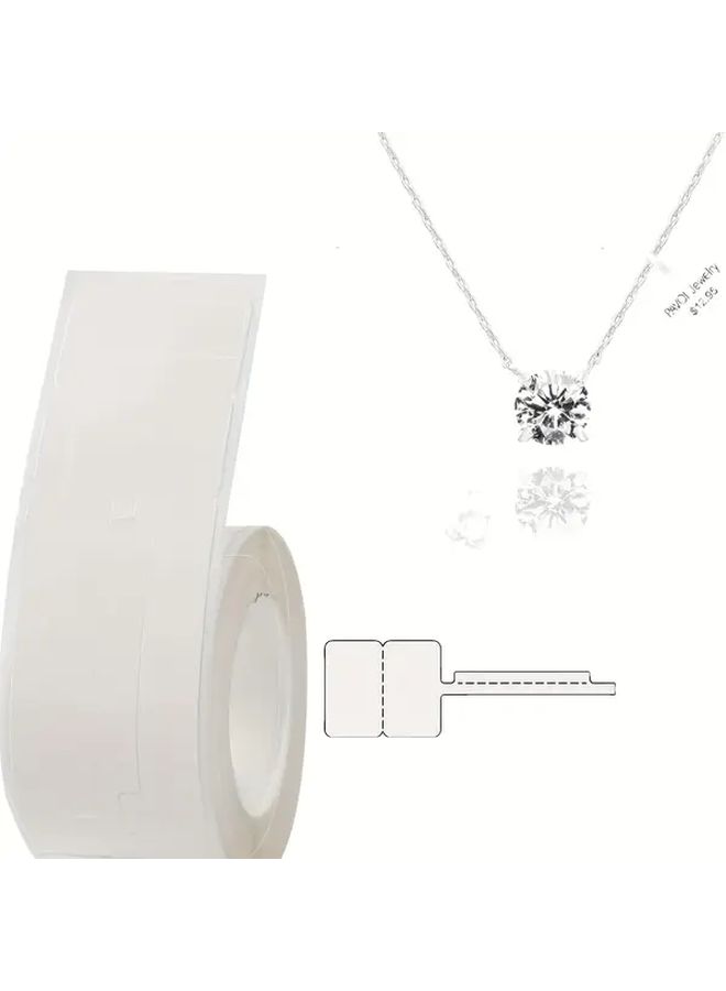 White Self Adhesive Jewelry Price Tags Rectangular Blank Labels For Rings Necklaces Earrings Price Identification 25mm X 30mm Plus 45mm 200 Tags Per Roll For B1 B21 B3S Label Printer - Image 1