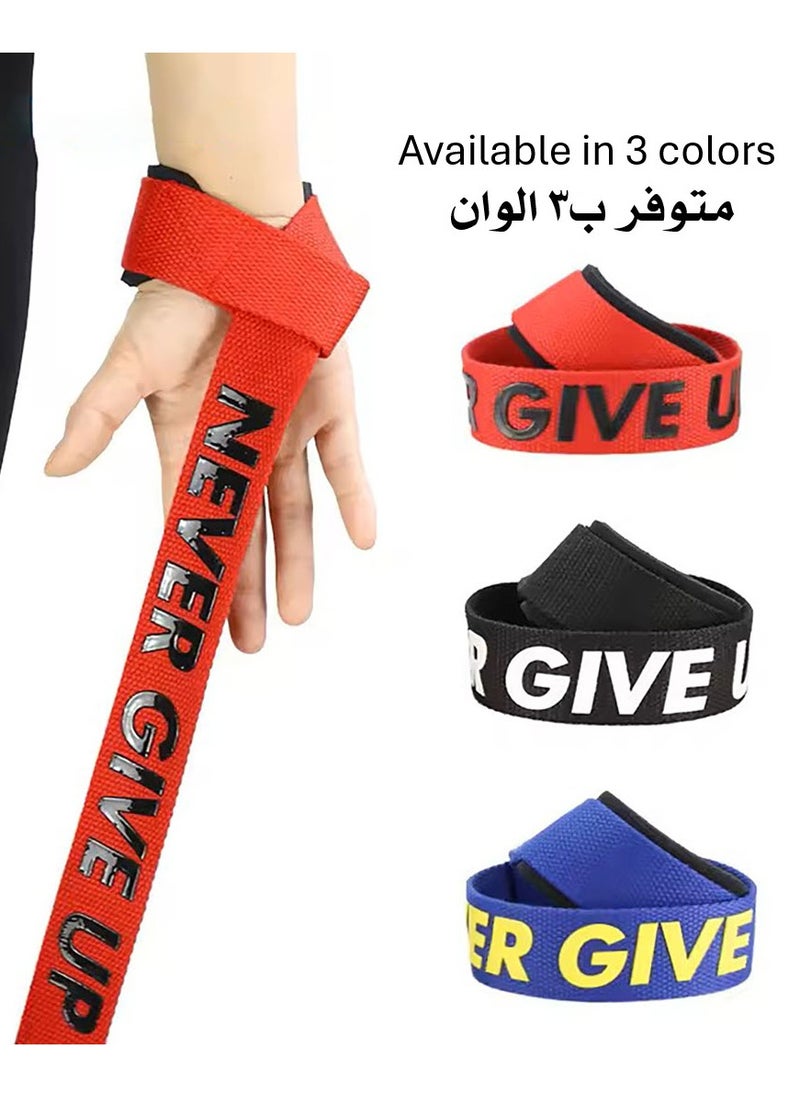 Professional Grade Lifting Straps, Non-Slip with Padded Wrist Support for Weightlifting, Deadlifts, Powerlifting, Set of 2 (Red)
