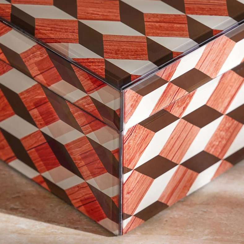 Pan Home Verona MDF & Glass Decor Box 28x18x10cm - Brown - 112TAH9900076 - Image 2