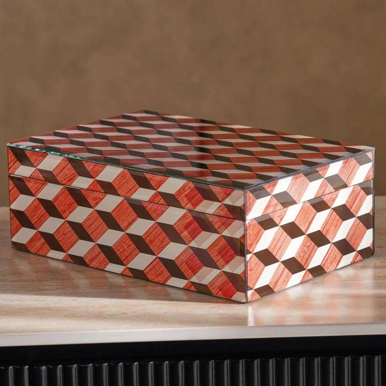 Pan Home Verona MDF & Glass Decor Box 28x18x10cm - Brown - 112TAH9900076 - Image 5