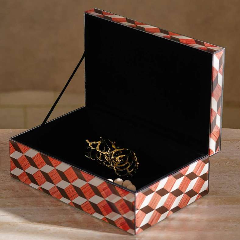 Pan Home Verona MDF & Glass Decor Box 28x18x10cm - Brown - 112TAH9900076 - Image 3