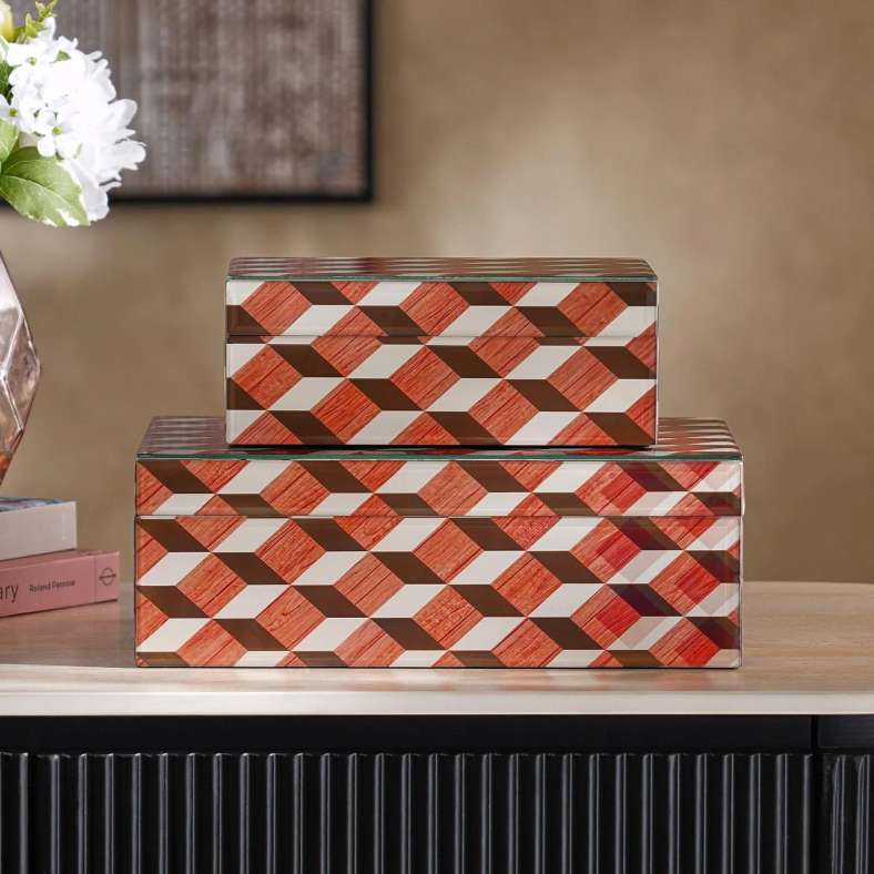 Pan Home Verona MDF & Glass Decor Box 28x18x10cm - Brown - 112TAH9900076 - Image 4
