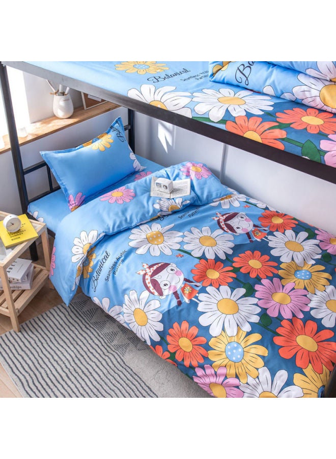 【غطاء لحاف وغطاء وسادة وملاءة】 سرير بطابقين علوي وسفلي لرفوف السكن للطلاب الجامعيين - اللون: قصة الزهور - المواصفات: 【طالب السكن الجامعي - غطاء لحاف واحد】 - Image 1