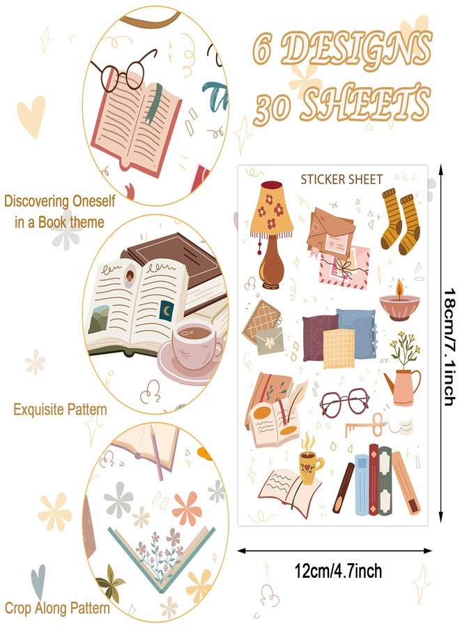 وولاين ملصقات قصاصات ورقية ملونة من Whaline، 30 ورقة، ملصقات فينيل ملونة لكتاب القراءة، دفتر يوميات، مخطط، ملصقات تذكارية، ملصقات زخرفية لألبوم العائلة، تزيين سجل القصاصات، مشروع فني (موضوع القراءة) - Image 2