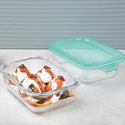 La Opala Cook Serve Store 100% Borosilicate Glass Storage Container | Simply Store with Lid | Rectangle 640 ml | Microwave & Oven Proof | Dishwasher & Freezer Proof | Strong & Durable | Transparent - Image 1
