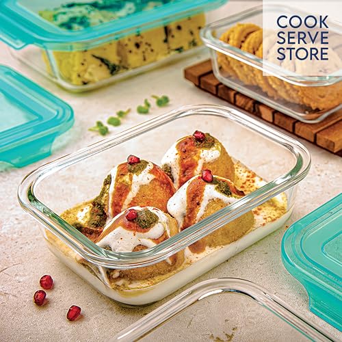 La Opala Cook Serve Store 100% Borosilicate Glass Storage Container | Simply Store with Lid | Rectangle 640 ml | Microwave & Oven Proof | Dishwasher & Freezer Proof | Strong & Durable | Transparent - Image 3