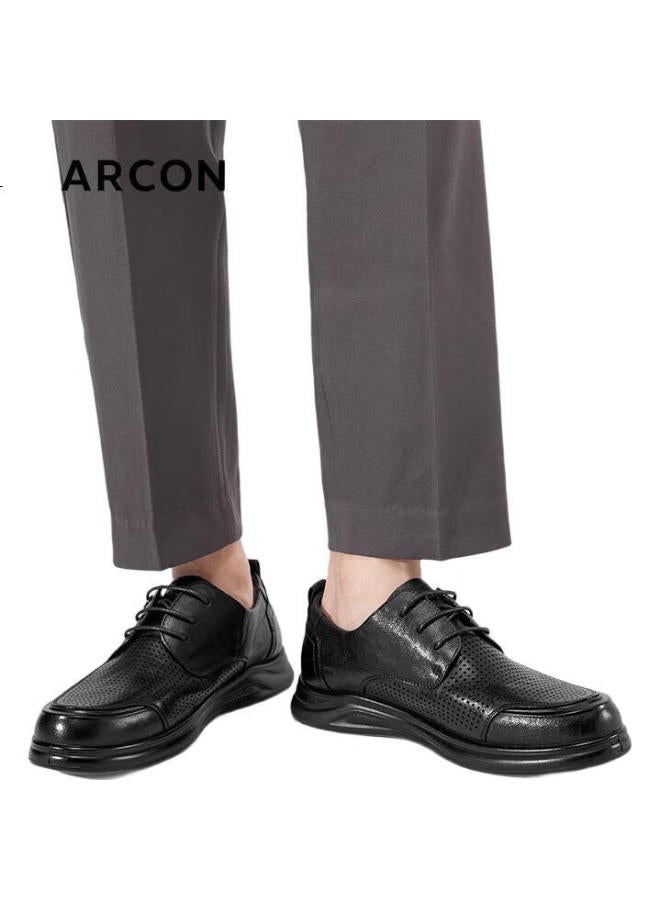 YEARCON Men'S Breathable Hollow Casual Leather Shoes For Commuting Business Punching Shoes 53429W Black Size 42 - Image 3