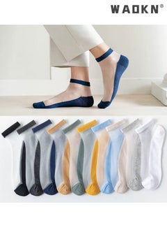 WAOKN 10 Pairs Ice Silk Breathable Socks Thin Low Cut Non-Slip Socks,Ankle Socks, Women's Thin Athletic Socks, Breathable Low Cut Moisture Socks for Summer- Perfect for Everyday Wear  - Image 1
