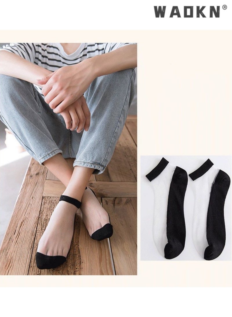 WAOKN 10 Pairs Ice Silk Breathable Socks Thin Low Cut Non-Slip Socks,Ankle Socks, Women's Thin Athletic Socks, Breathable Low Cut Moisture Socks for Summer- Perfect for Everyday Wear - Image 2