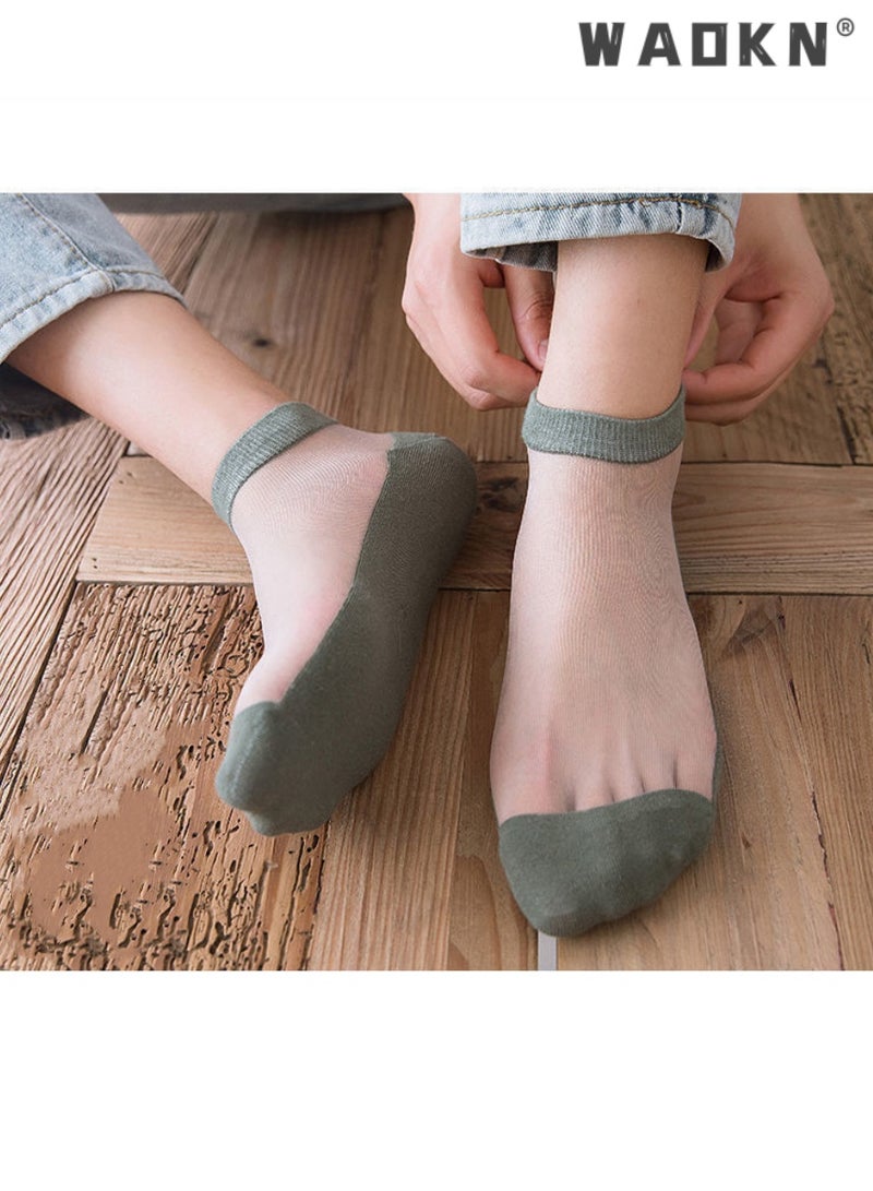 WAOKN 10 Pairs Ice Silk Breathable Socks Thin Low Cut Non-Slip Socks,Ankle Socks, Women's Thin Athletic Socks, Breathable Low Cut Moisture Socks for Summer- Perfect for Everyday Wear - Image 4