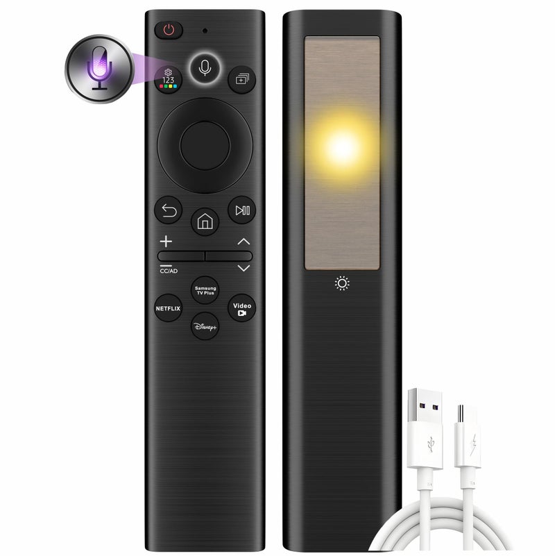 B BraiNice Replacement for Samsung Smart TV Remote, Universal Samsung Solar TV Remote Control 2025-2018, Rechargeable, Fast Charging, Solarcell, Free USB C Cable, Voice, Bluetooth. 2-Year Warranty - Image 1