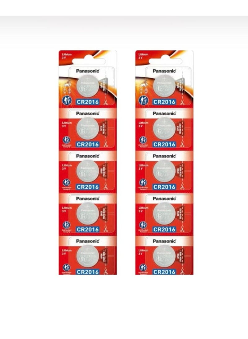 10-Pieces Panasonic CR2016 Lithium 3V Indonesia Batteries