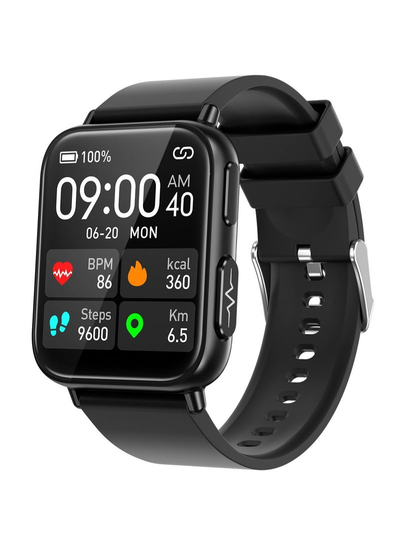 AROAQ Tk10 Smart Watch, Touch Screen Tactical Smartwatch, Hd Display Health Montoring Watch, Blood Presssure Temperature Monitoring Heart Rate  Smart Watch, Black Shell (Black Silica Gel) - Image 1