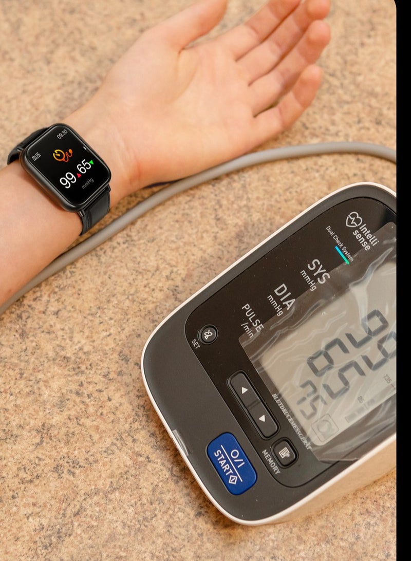 AROAQ Tk10 Smart Watch, Touch Screen Tactical Smartwatch, Hd Display Health Montoring Watch, Blood Presssure Temperature Monitoring Heart Rate  Smart Watch, Black Shell (Black Silica Gel) - Image 2