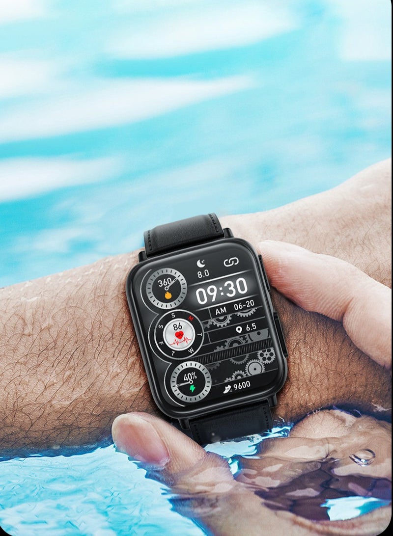 AROAQ Tk10 Smart Watch, Touch Screen Tactical Smartwatch, Hd Display Health Montoring Watch, Blood Presssure Temperature Monitoring Heart Rate  Smart Watch, Black Shell (Black Silica Gel) - Image 4