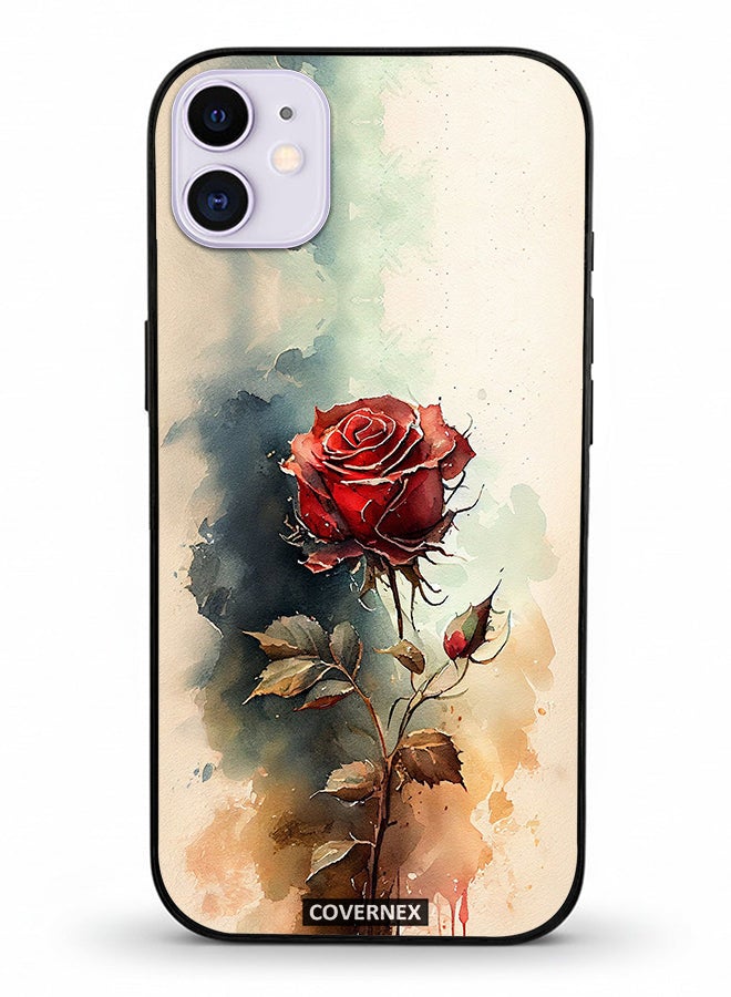 Covernex Apple iPhone 11 Protective Case Cover Printed Featuring Ethereal Watercolor Rose - Image 2