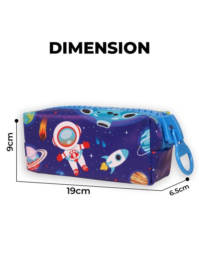 ويش كي حقيبة أقلام رصاص WISHKEY بتصميم فضائي للأطفال، صندوق أقلام رصاص أنيق بسحاب لتخزين أدوات القرطاسية، حقيبة تنظيم أدوات مكتبية كبيرة السعة لطلاب المدارس، (عبوة من قطعة واحدة، أسود) - Image 2