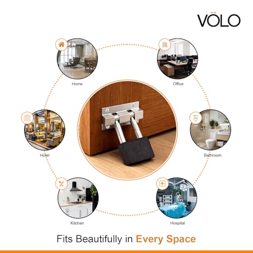 Volo Aluminium 3-Inch Satin Finish Door Stopper with Rubber Grip – for Doors in Home, Office, and Hotel (Satin Finish with Black Rubber Grip) - Image 4