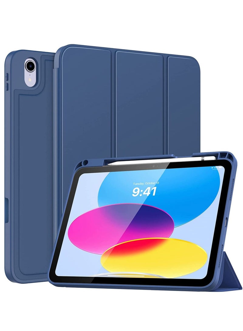 جراب iPad 10th Generation Case 2022 iPad 10 نحيف وغطاء خلفي صلب من الجيل العاشر جراب iPad غطاء ذكي واقٍ مع حامل لجهاز iPad 10.9 بوصة جراب 2022 الإصدار الأزرق - Image 1