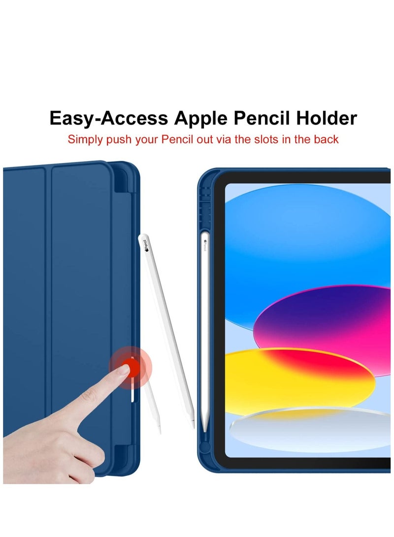 جراب iPad 10th Generation Case 2022 iPad 10 نحيف وغطاء خلفي صلب من الجيل العاشر جراب iPad غطاء ذكي واقٍ مع حامل لجهاز iPad 10.9 بوصة جراب 2022 الإصدار الأزرق - Image 2