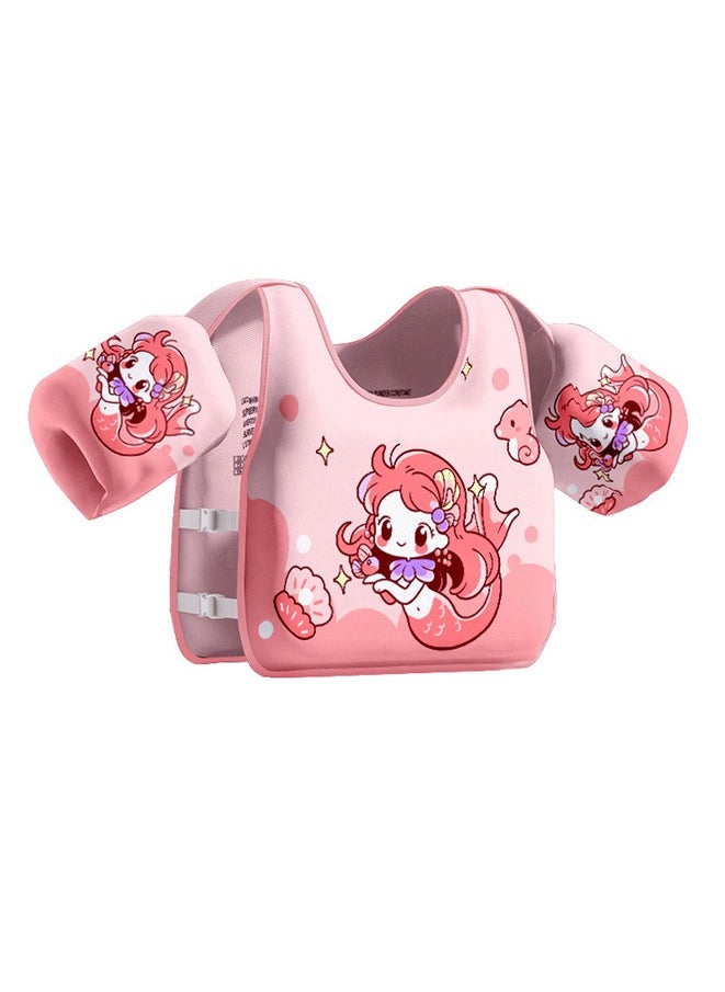 Swim Arm Band for Kids, Toddler Swim Vest Cute Cartoon Swimming Wings Pool Floats Sleeve 2-7 years old baby learning swimming equipment Children Water Sports Learning Swim Vest (Pink/Mermaid)  - Image 1