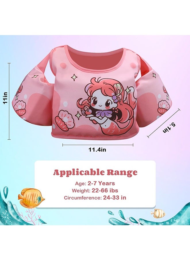 Swim Arm Band for Kids, Toddler Swim Vest Cute Cartoon Swimming Wings Pool Floats Sleeve 2-7 years old baby learning swimming equipment Children Water Sports Learning Swim Vest (Pink/Mermaid)  - Image 3