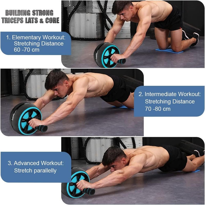 Luyata Ab Roller Wheel, 10-In-1 Ab Exercise Wheels Kit with Resistance Bands, Knee Mat, Jump Rope, Push-Up Bar - Home Gym Equipment for Men Women Core Strength & Abdominal Exercise - Image 5