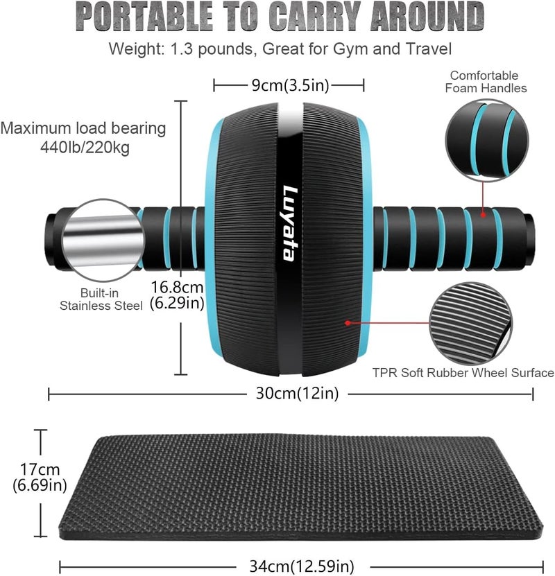 Luyata Ab Roller Wheel, 10-In-1 Ab Exercise Wheels Kit with Resistance Bands, Knee Mat, Jump Rope, Push-Up Bar - Home Gym Equipment for Men Women Core Strength & Abdominal Exercise - Image 2