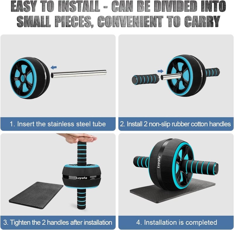 Luyata Ab Roller Wheel, 10-In-1 Ab Exercise Wheels Kit with Resistance Bands, Knee Mat, Jump Rope, Push-Up Bar - Home Gym Equipment for Men Women Core Strength & Abdominal Exercise - Image 4
