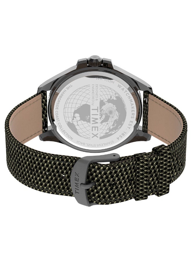 TIMEX CITY COLLECTION HARBORSIDE COAST  STYLISH MEN'S WATCH with Green Fabric Band & Black Dial - Image 4