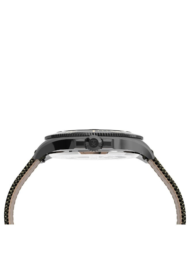 TIMEX CITY COLLECTION HARBORSIDE COAST  STYLISH MEN'S WATCH with Green Fabric Band & Black Dial - Image 2