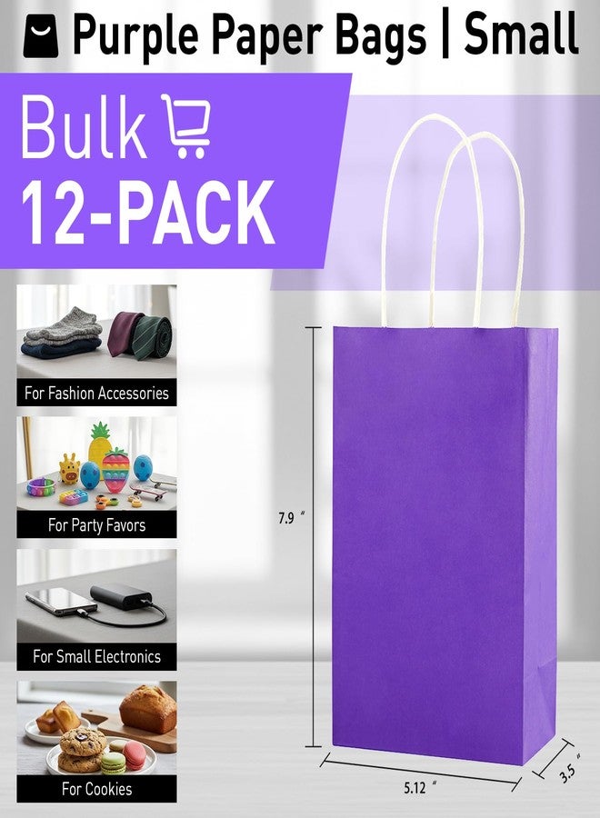 SUNCOLOR 12-Pack 8" Purple Gift Bags with Handles - Small Party Favor Bags for Birthday, Wedding, Holiday, and Events - Image 3