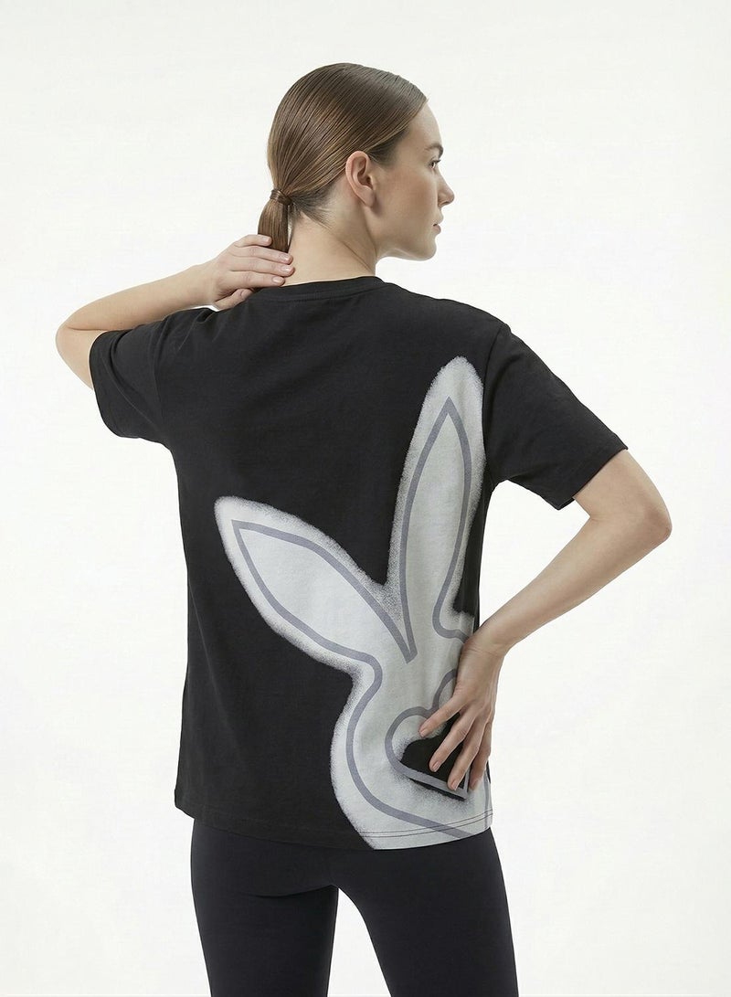 Cardio Bunny Women's Oversized Back Graphic Print T-Shirt pure Cotton Drop Shoulder - Image 3